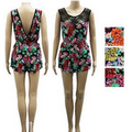 Women's One Piece Floral Print Dress Shorts